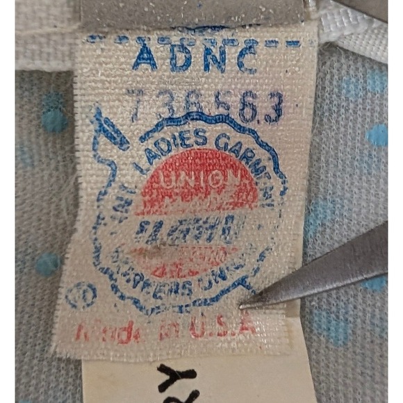 VTG 70s Tiered Prairie Dress Medium Lace Ruffle Long Sleeve Polka Dot Cottage - Picture 9 of 11